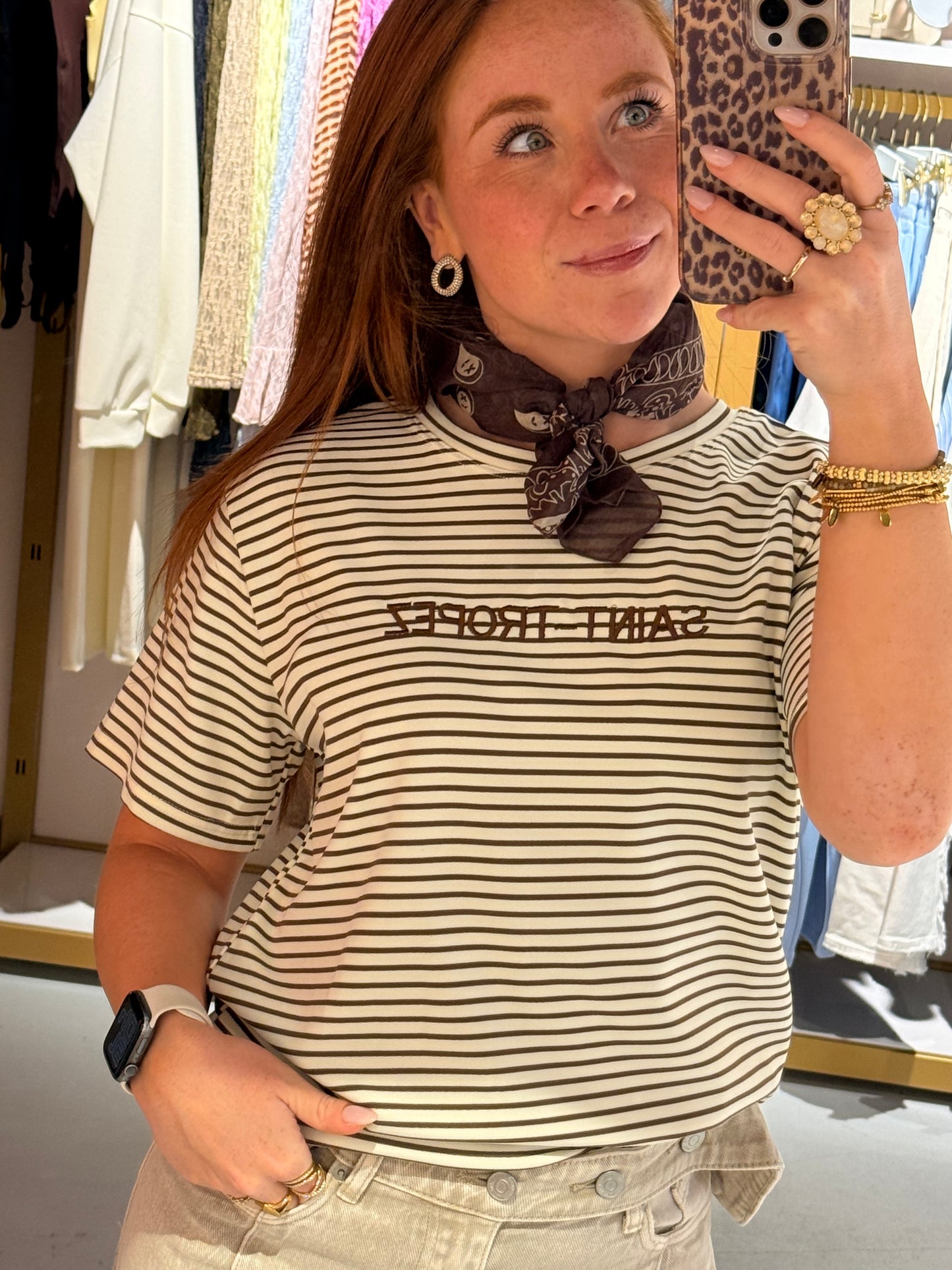 Stripe tee brown