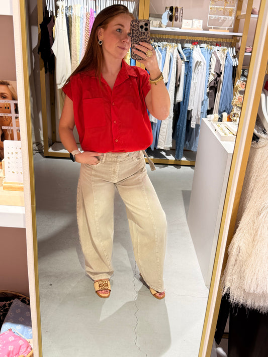 Ballon blouse rood