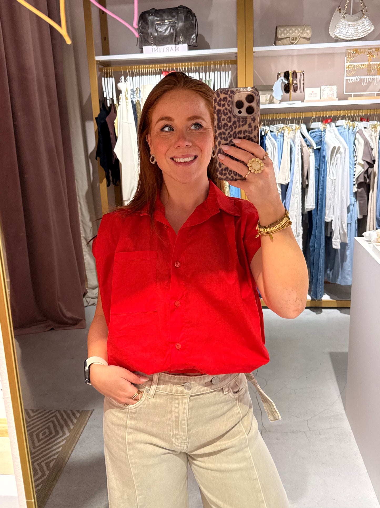 Ballon blouse rood