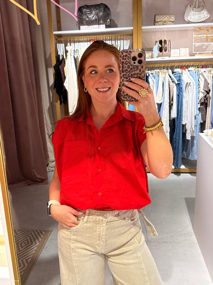 Ballon blouse rood