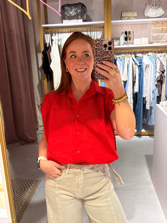 Ballon blouse rood