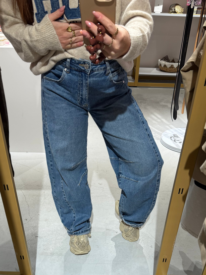 Beau barrel dark denim jeans