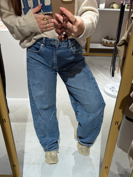 Beau barrel dark denim jeans