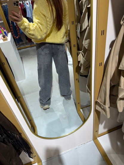 Grey washed barrel jeans