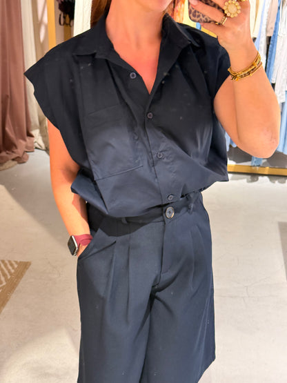 Ballon blouse navy