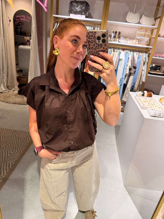 Ballon blouse brown