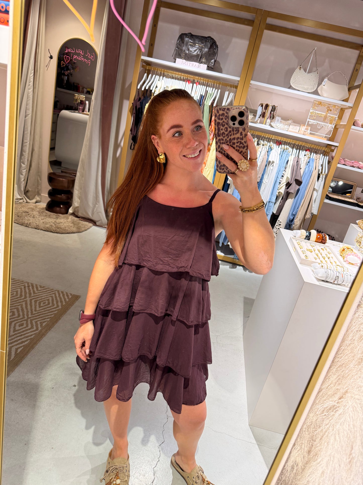 Ruffle dress bordeaux