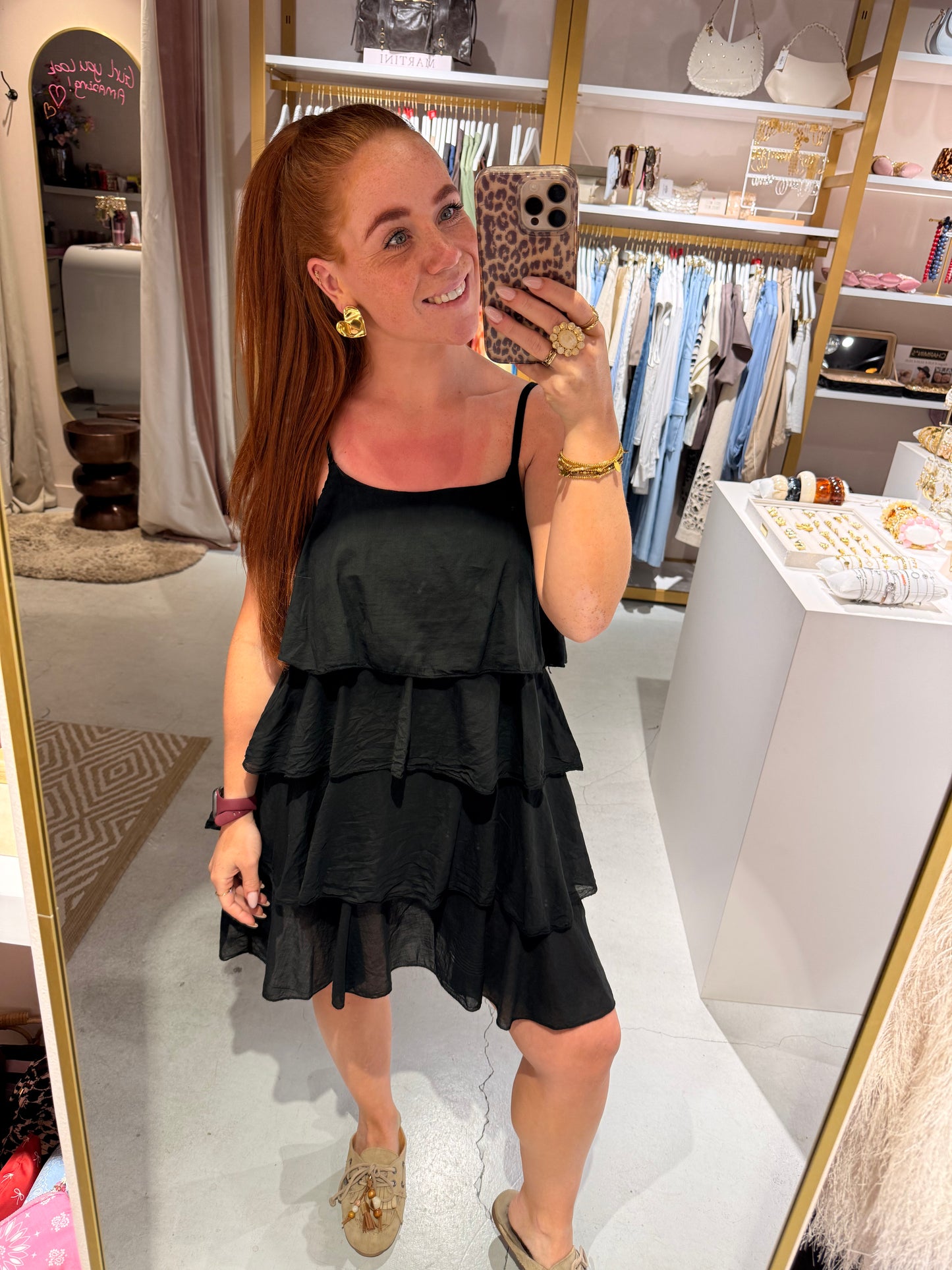 Ruffle dress zwart