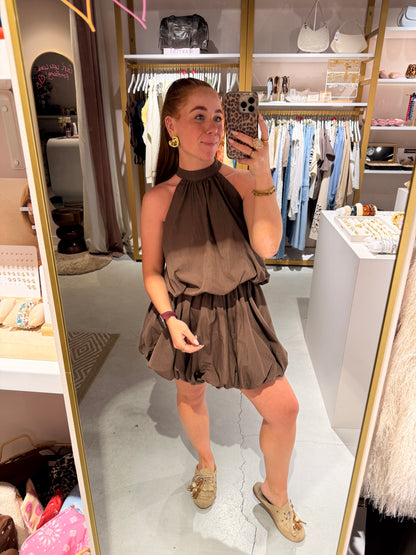 Ballon dress brown