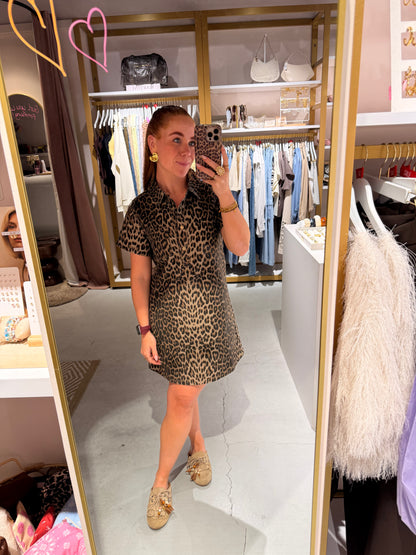 Leopard denim dress