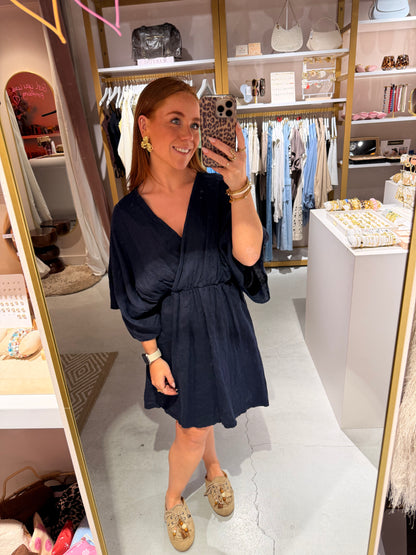 Linnen dress navy