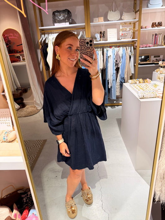 Linnen dress navy