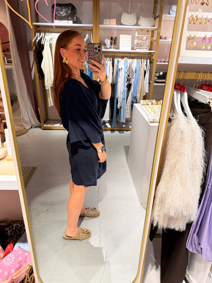 Linnen dress navy