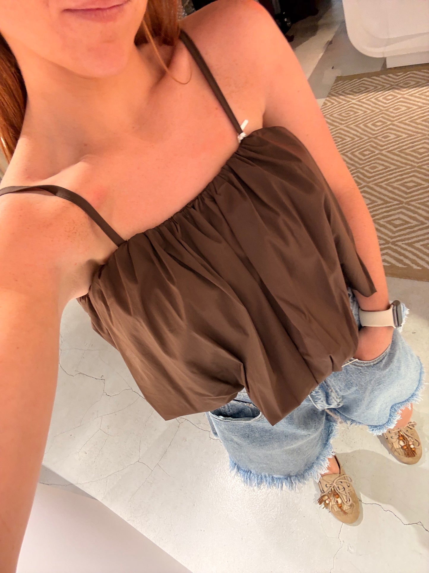 Ballon top brown