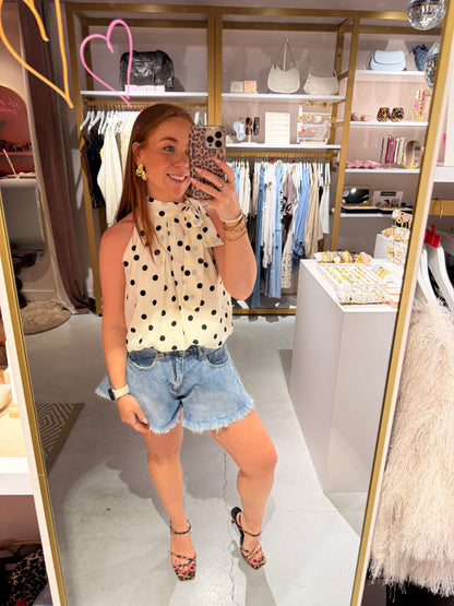 Bow blouse polkadot