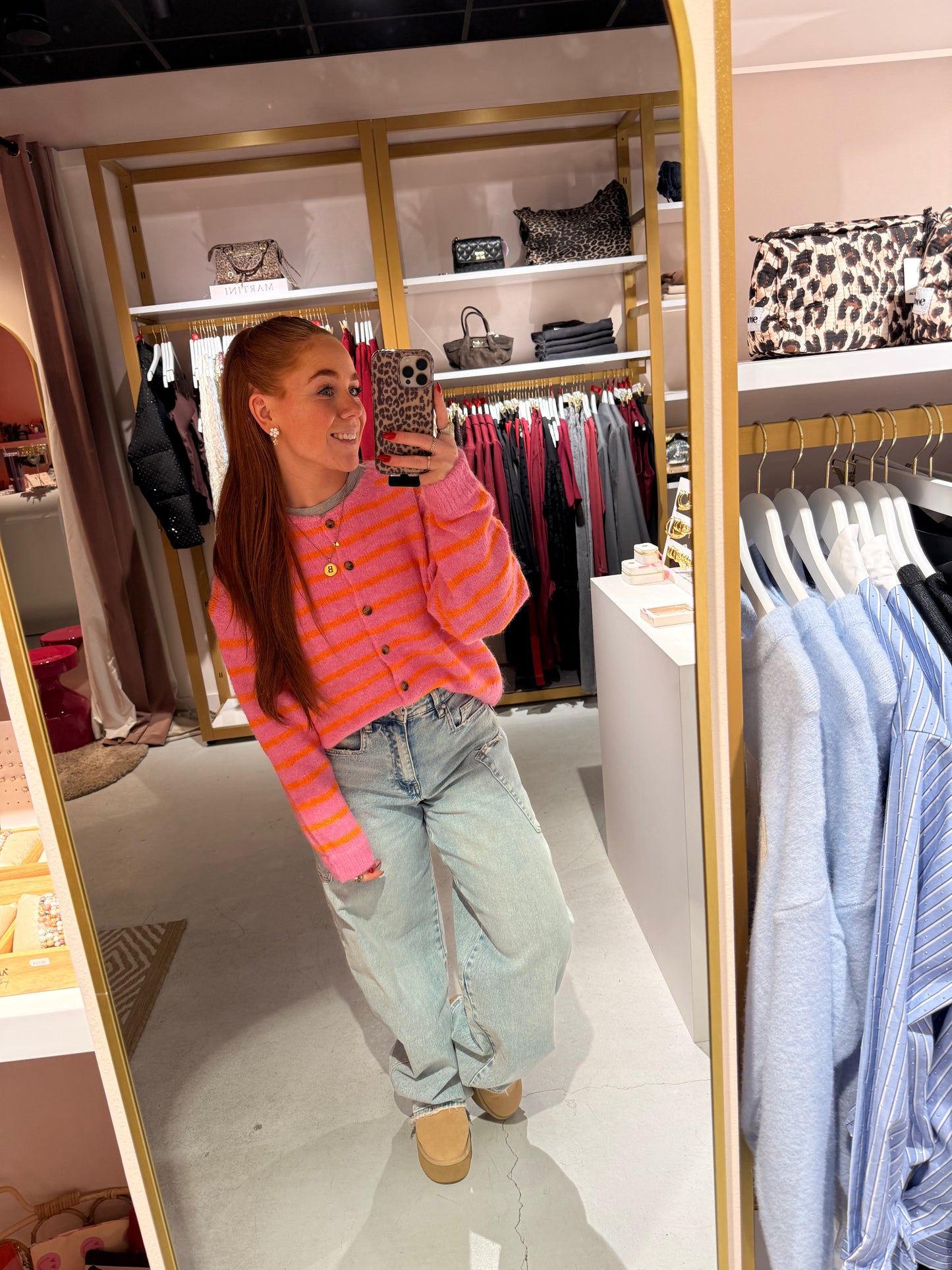 Vest striped pink/orange