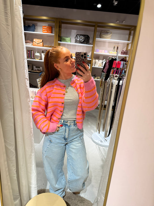 Vest striped pink/orange