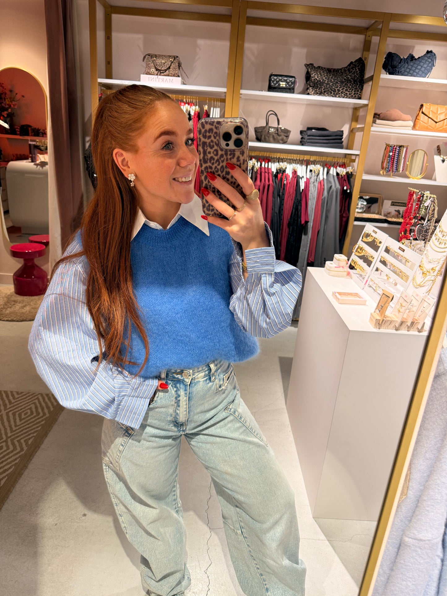 Blouse pinstripe strass