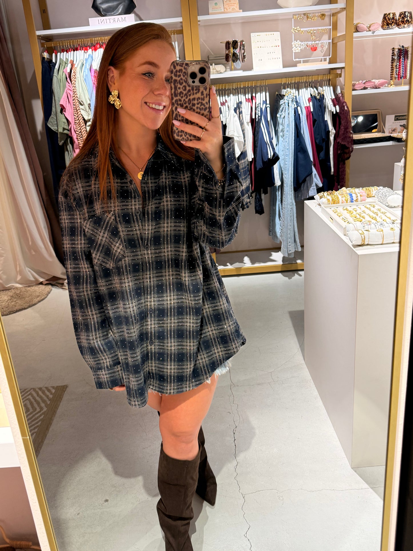 Strass check blouse