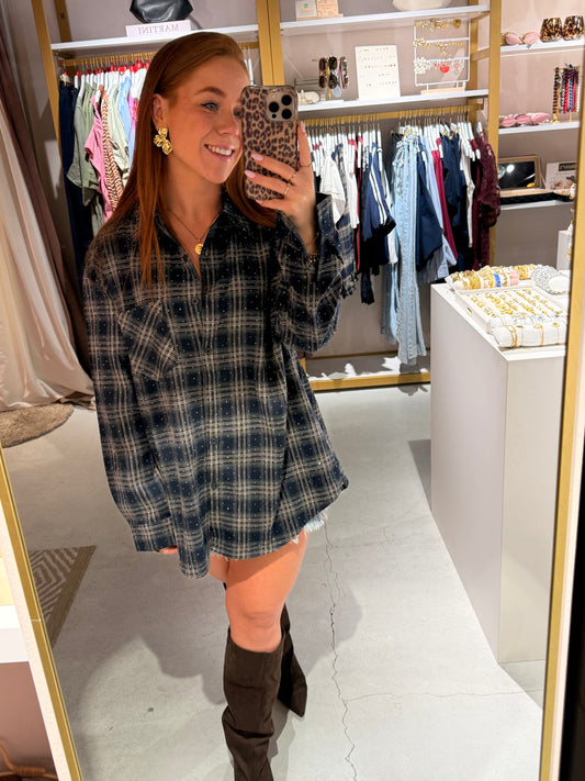 Strass check blouse