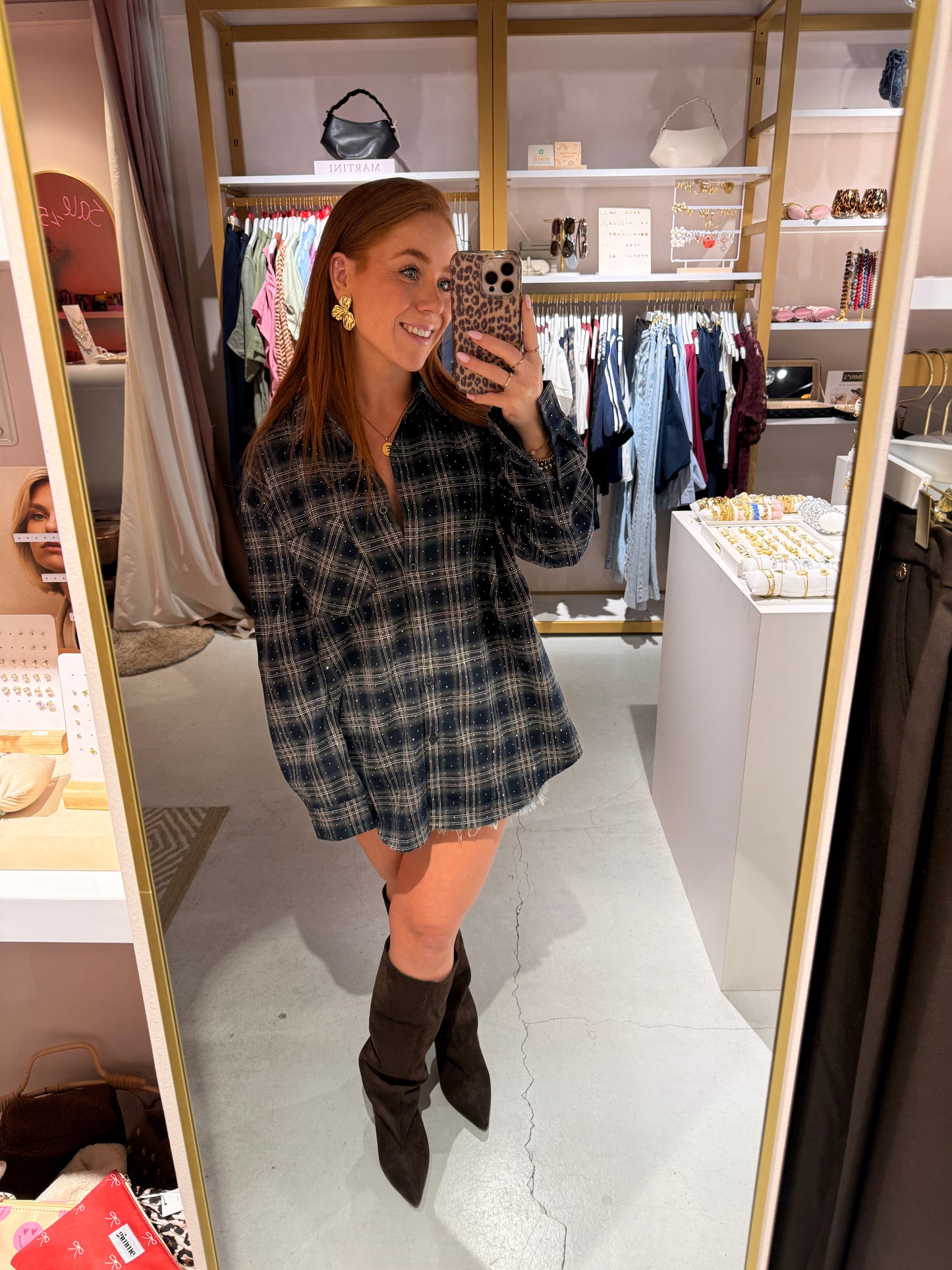 Strass check blouse
