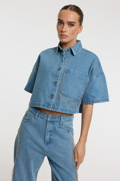 Fringe denim blouse ADELINE - Refined Department