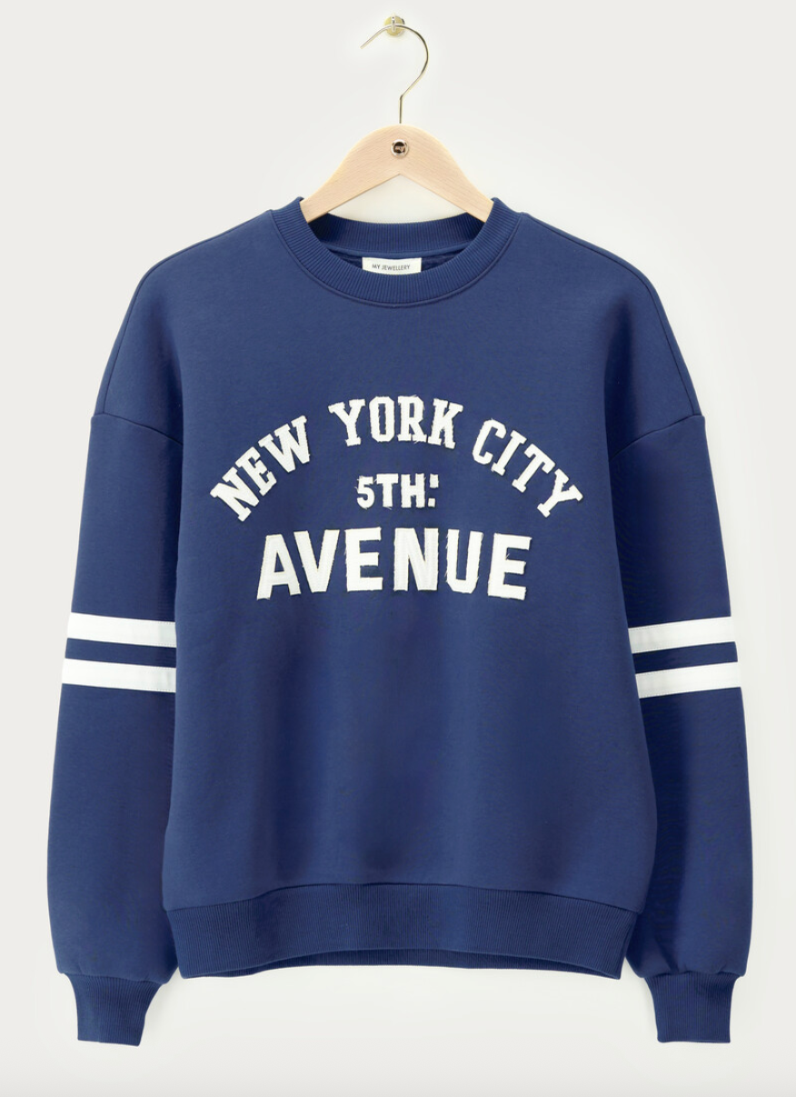 Donkerblauwe sweater "5th Avenue"