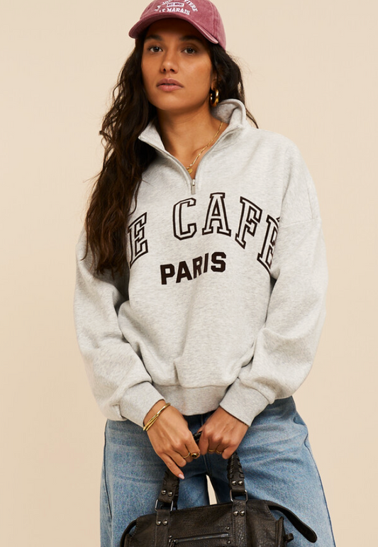 Grijze sweater met rits "Le cafe paris"