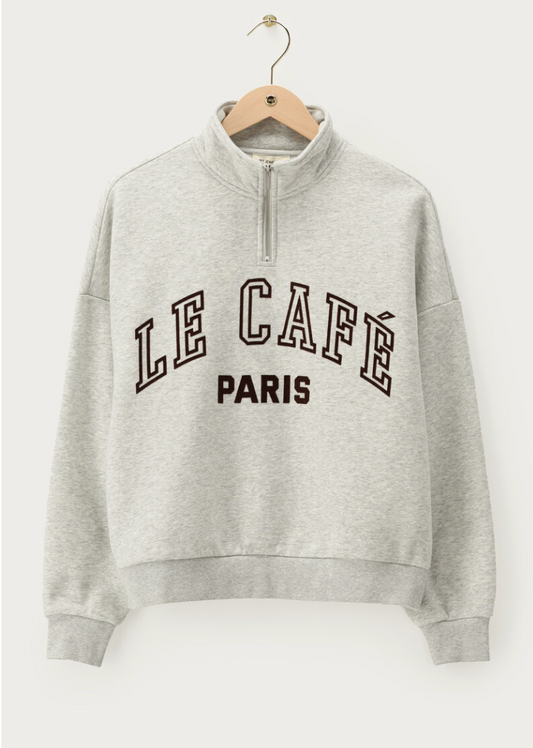 Grijze sweater met rits "Le cafe paris"