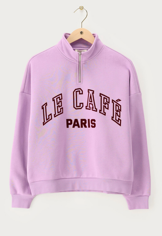 Paarse sweater met rits "Le cafe paris"