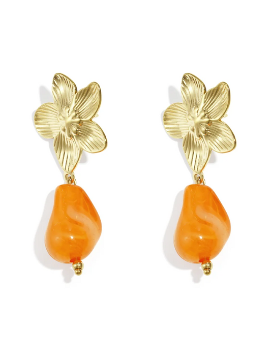 Oorbellen bloem oranje