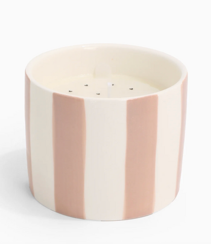 Geurkaars noir fresh - roze met witte streep