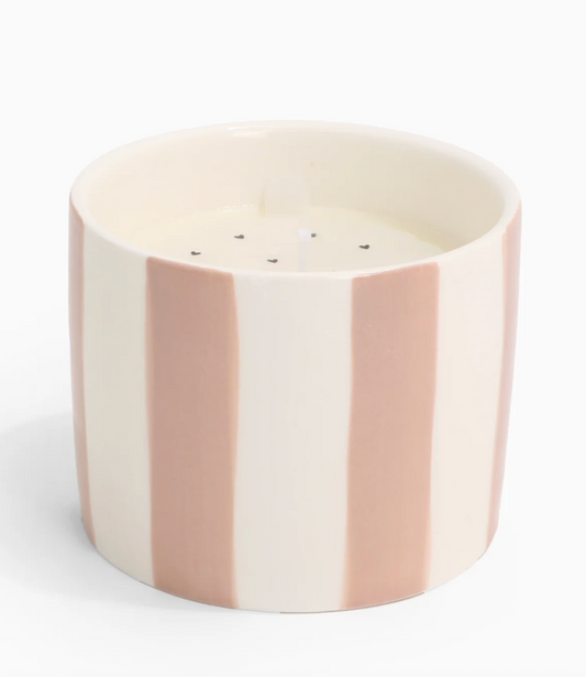 Geurkaars noir fresh - roze met witte streep