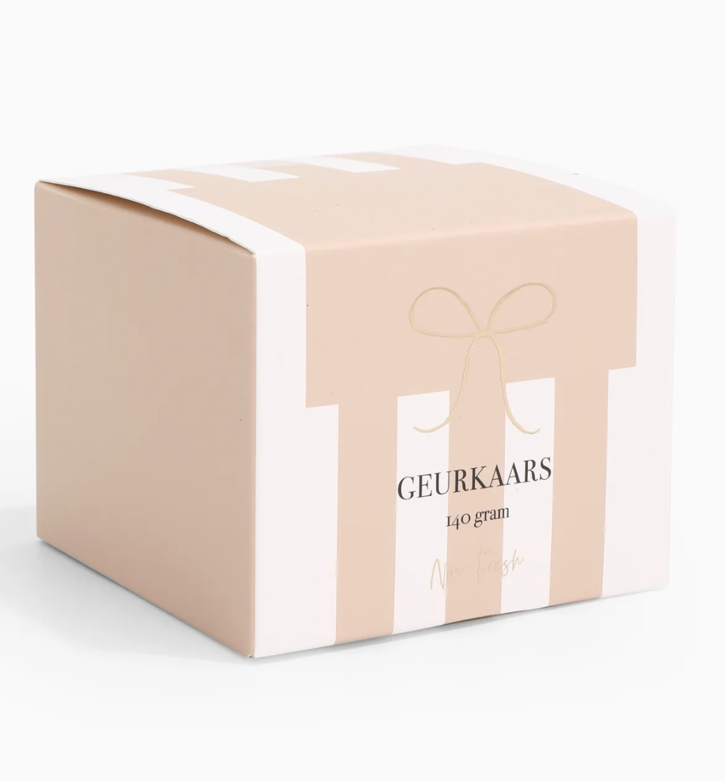 Geurkaars noir fresh - roze met witte streep