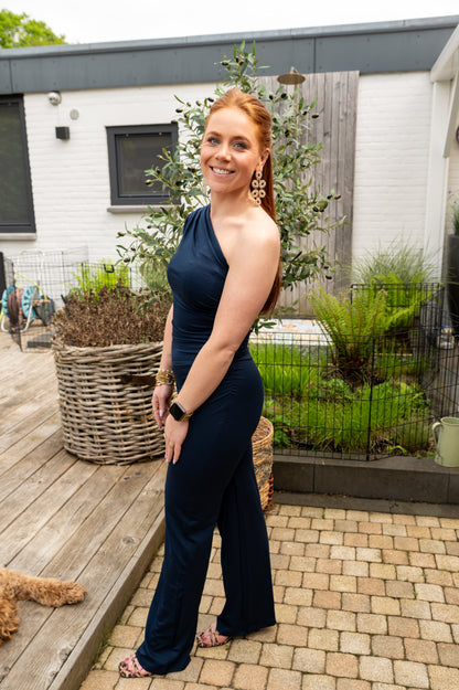 One shoulder jumpsuit navy