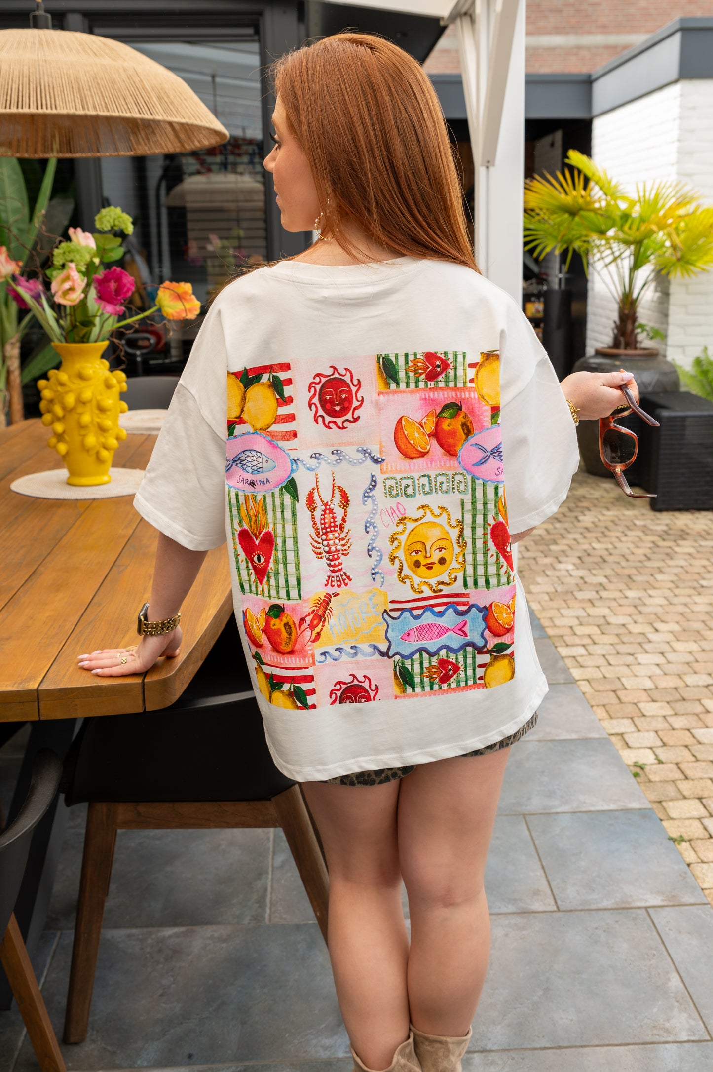 Sun strass print tee