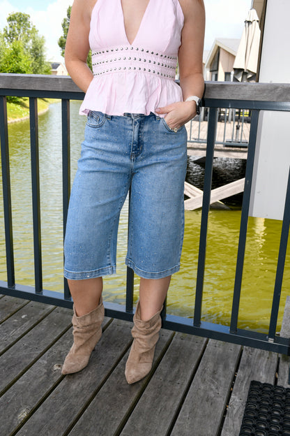 Denim studs jort