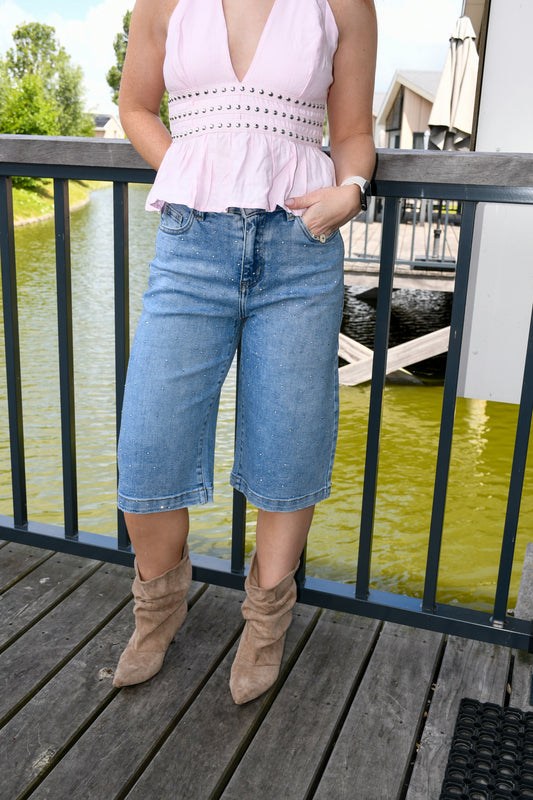Denim studs jort