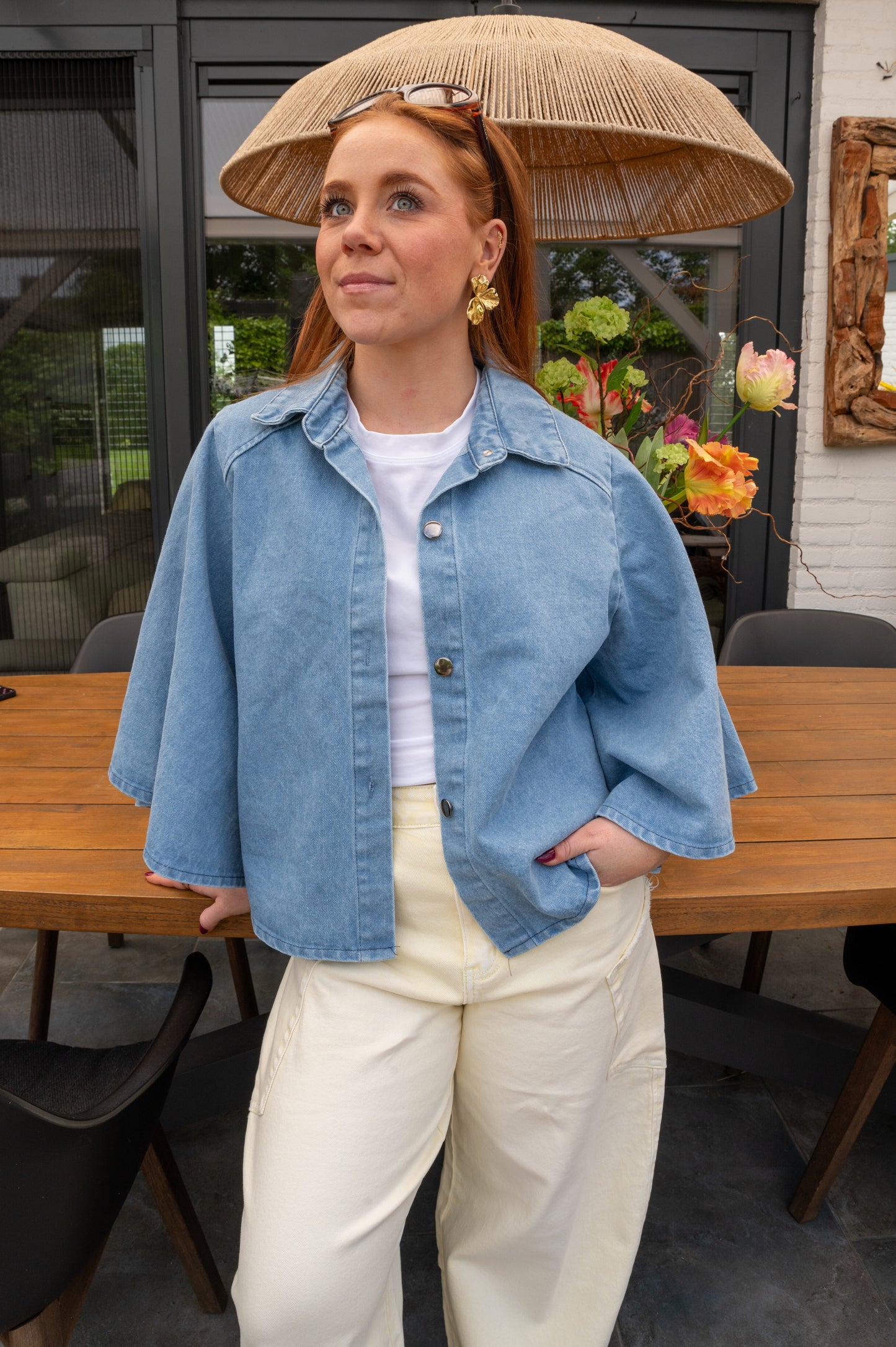 Denim sleeve blouse