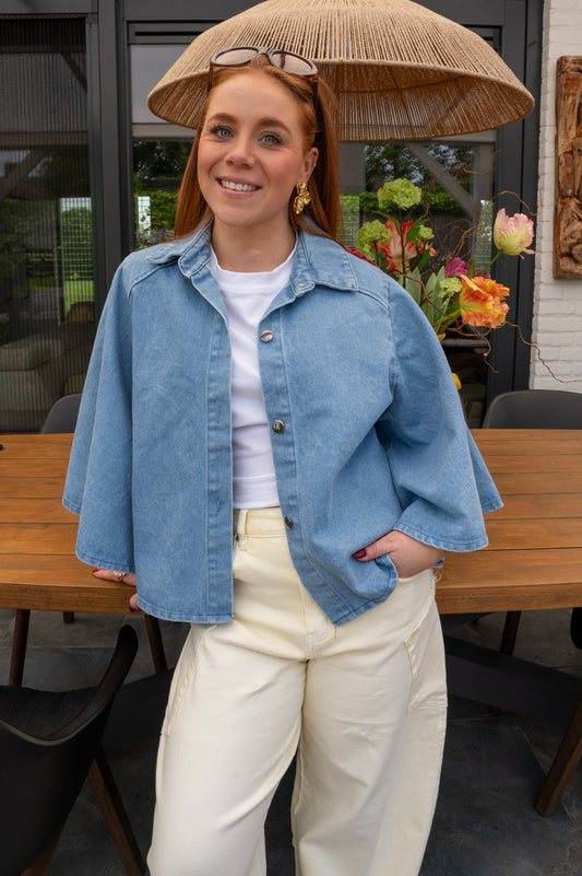 Denim sleeve blouse
