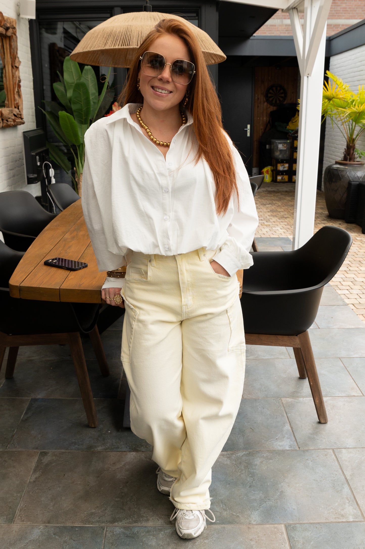 Cropped balloon blouse