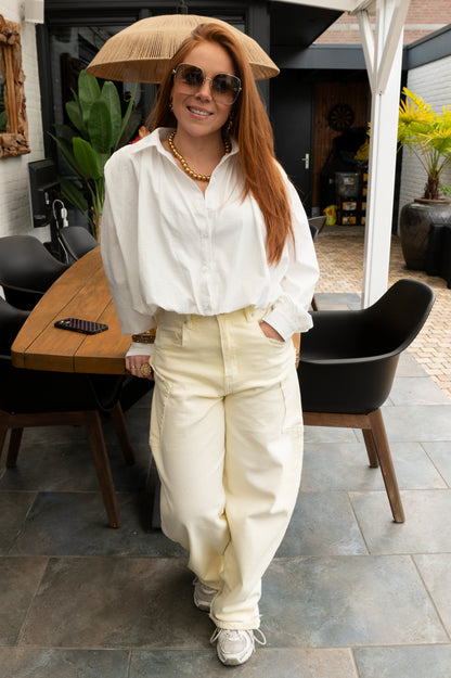 Cropped balloon blouse