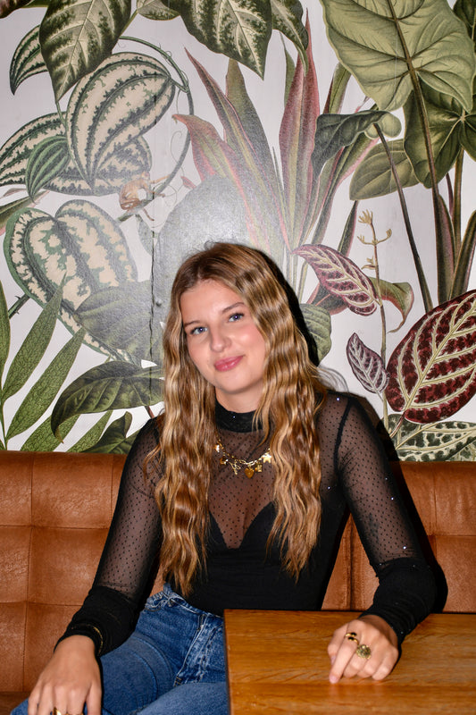 Sparkle mesh body zwart